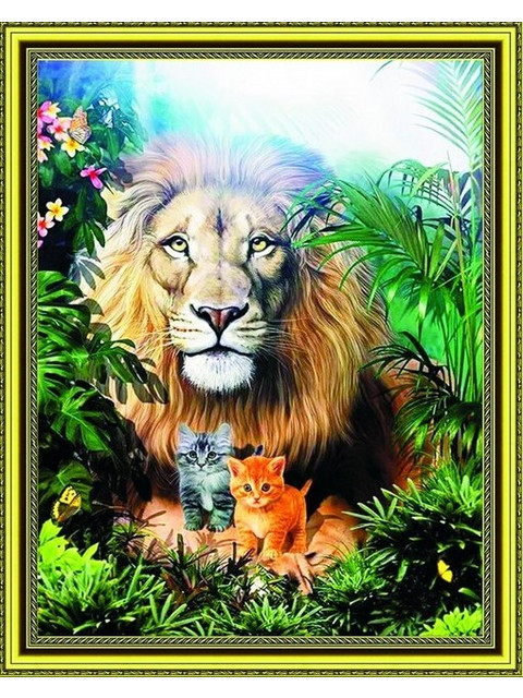 Лев с котятами