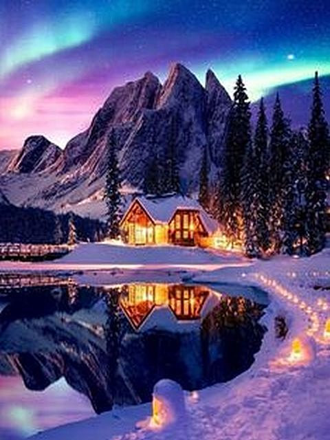 Зимний вечер в горах