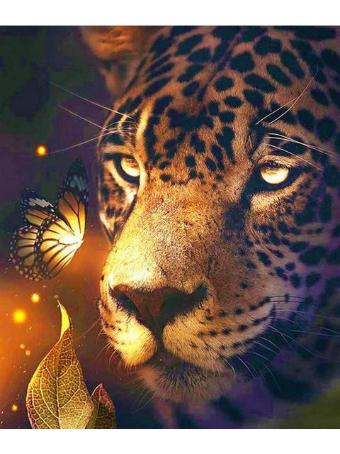 Леопард с бабочкой