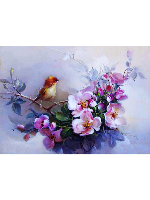 Птичка и яблоневый цвет