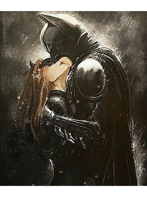 Бэтмен и женщина-кошка. Поцелуй
